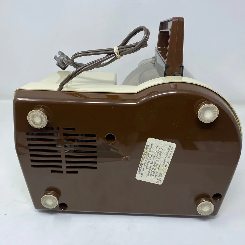 Vintage 80's Retro Sunbeam Food Processor Chopper Almond Brown Mixmaster - READ!